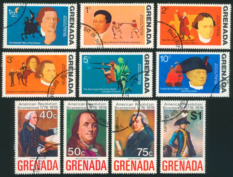GRENADA Sc 628-33,C29-32 Canceled - 1975 - American Rev. Bicent - Complete Set