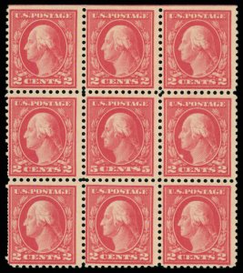 United States #505 Mint hrsnh6 fine  the single error in a block of 9 Cat$650...