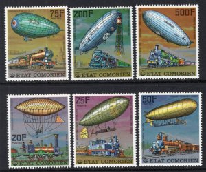 Comoro Islands 247-252 Zeppelins Trains MNH VF