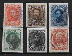 HAWAII 1864-75 Fine used selection of six - 18550