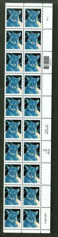 2007 Florida Panther 26c Sc 4137 MNH plate strip of 20 SCARCE ISSUE