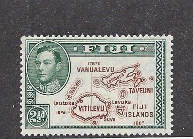 Fiji, 134, Map of Fiji Islands Single,**VLH**