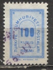 Turkey 1963: Sc. # O88; Used Single Stamp