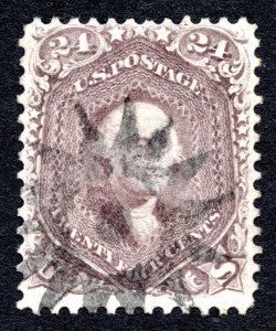 US 1861 24¢ Brown Lilac stamp #70a Fancy Cancel (NYFM) with cert Used CV $325