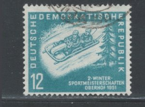 German Democratic Republic 1951 Tobogganing 12pf Scott # 76 Used