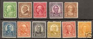632 - 642 Rotary 11X10.5 Type 1922-26 Set MNH