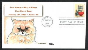 5745 - FDC - Love – Kitten and Heart - Wally Jr Cachet - Milo -FDOI Killbar