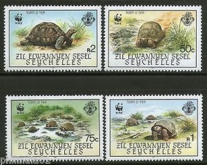 Seychellles Zil Elwannyen Sesel 1985 Giant Tortoise Reptiles Sc 106-9 WWF MNH