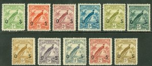 SG O31-O41 New Guinea 1931 officials ½d to 5/- set of 11. Fresh mounted mint...