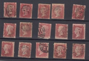 GB QV 1d Red Stars Unchecked Collection Of 15 Fine Used BP5928