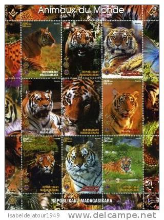 Malagasy 1999 Wild Animals in Africa LIONS & ROTARY Sheet Perforated Mint (NH)