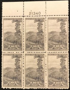 US SCOTT 749 - PB/6, 10¢ Great Smoky Mtns., NC. (1) -P# 21340 - MNH, XF/Superb