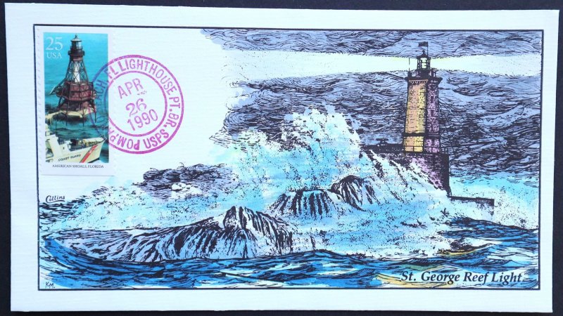 U.S. Used #2473 25c Lighthouse St George Reef 1990 Collins First Day Cover (FDC)