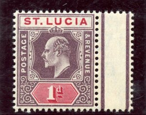 St Lucia 1904 KEVII 1d dull purple & carmine (O) superb MNH. SG 66.