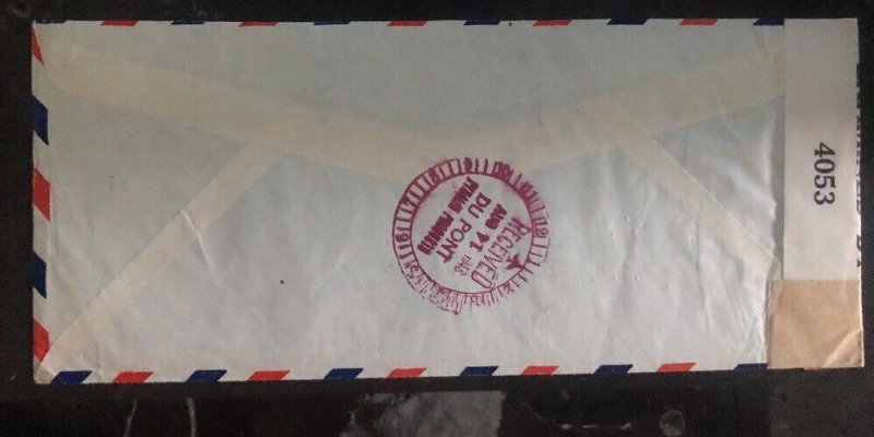 1943 Trujillo Dominican Rep Censored Airmail  Cover To Leominster Ma USA