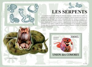 COMOROS - 2009 - Snakes - Perf Souv Sheet - Mint Never Hinged