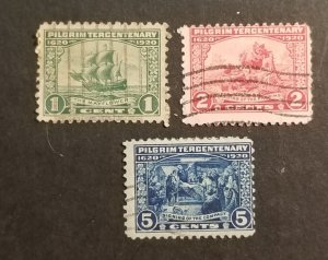 1920 US Stamp Set Scott 548 549 550 Pilgrim Tercentenary 1c-5c Used z4901