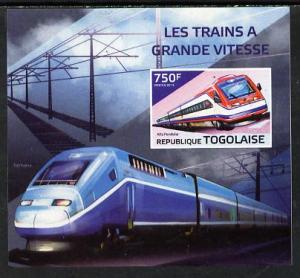 Togo 2014 High-Speed Trains #2 imperf deluxe sheetlet unm...