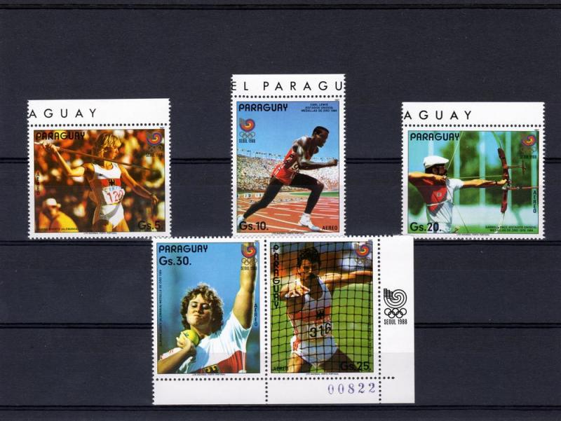 Paraguay 1987 SEOUL OLYMPICS 1988 set (5) Perforated Mint (NH)