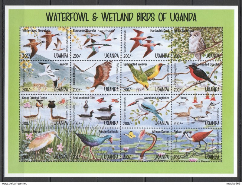 1995 Uganda Waterfowl & Wetland Birds #1461-76 Michel 17 Euro Mnh Fat023 