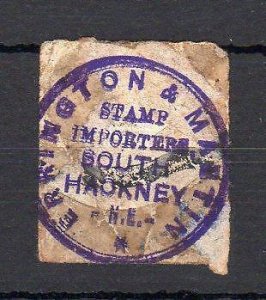 STAMP IMPORTERS MARKING ON BACK OF CHILE STAMP