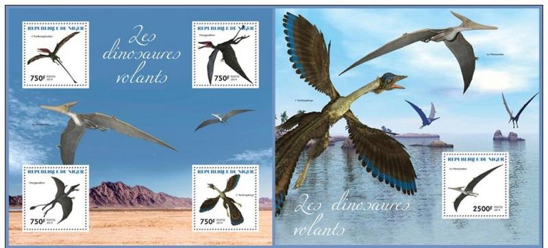 NIGER 2014 2 SHEETS nig14324ab DINOSAURES DINOSAURS FLYING