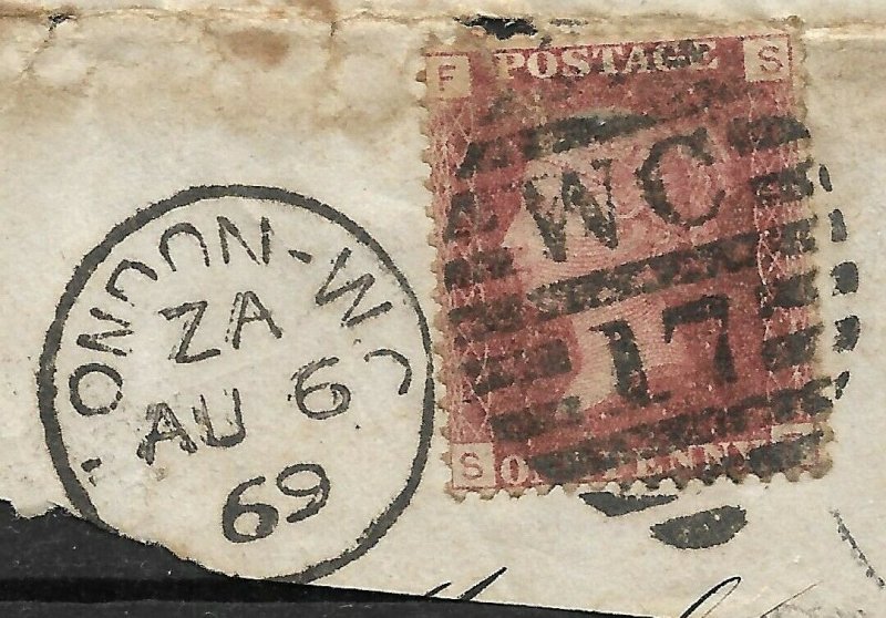 Doyle's_Stamps: 1869 British Scott #33 and #51a On-Piece, CV $175    L24