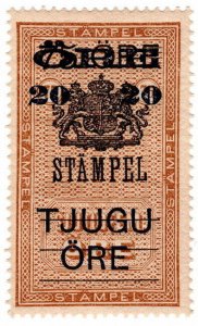 (I.B) Sweden Revenue : Duty Stamp 20 öre on 75 öre OP