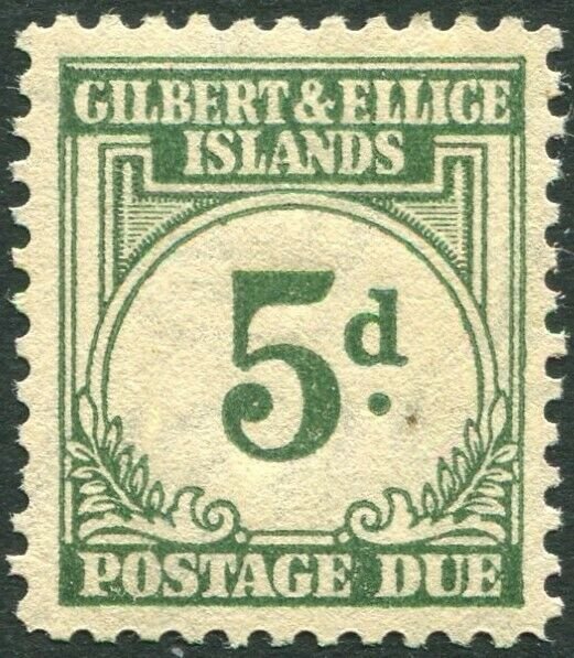 GILBERT & ELLICE ISLANDS-1940 5d Grey-Green Postage Due Sg D5 toned gum LMM