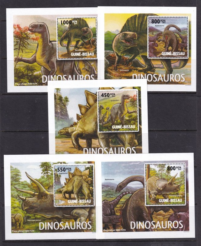 Guinea-Bissau 2010 Dinosaurs 5 S/Sheets Deluxe Edition MNH