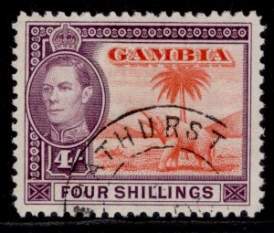 GAMBIA GVI SG159, 4s vermilion & purple, FINE USED.