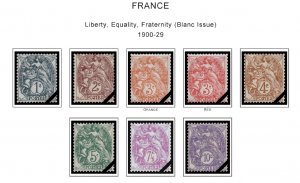 COLOR PRINTED FRANCE 1849-1939 STAMP ALBUM PAGES (29 illustrated pages)