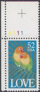 #2537 52c Two Parrots & Love P# 1991 Mint NH