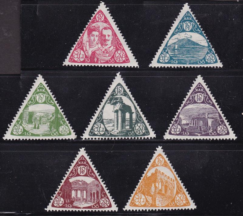 Italy 1908 Sicilia Calabria Triangles (7) Issued for the Earthquake Relief Fund