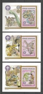 2002 Boy Scouts Central Africa dinosaurs 3 SS Imperf