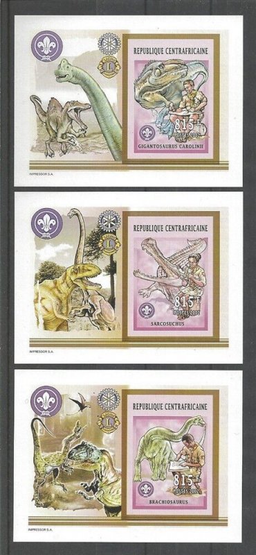 2002 Boy Scouts Central Africa dinosaurs 3 SS Imperf