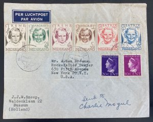 1946 Bussum Netherlands Airmail Cover To New York Usa pro child stamp