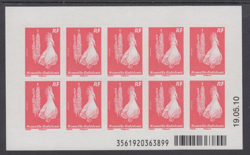 New Caledonia Sc 1076c Intact Booklet, 2009 (75fr) Kagu Bird Pane of 10, VF