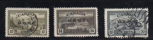 Canada #O6a - #O8a XF Used Set **With Certificate**