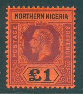 SG 52 Northern Nigeria 1904-09. £1 purple & black/red. Fine unmounted mint