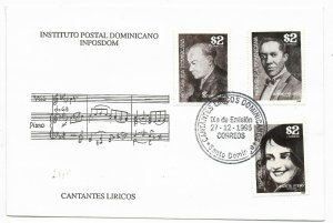 DOMINICAN REPUBLIC, REP. DOMINICANA YEAR 1995 MUSIC LYRICS SINGERS ON FDC COVER