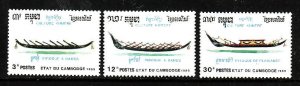 Cambodia-Sc#1005-7-Unused NH set-Ships-Boats-1989-