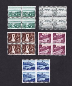 Switzerland  #B232-B236 MNH  1954  Pro Patria  complete set in blocks of 4