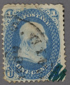 United States #63 VG Good Blue Color Place Cancel w/ Date 1889 HRM