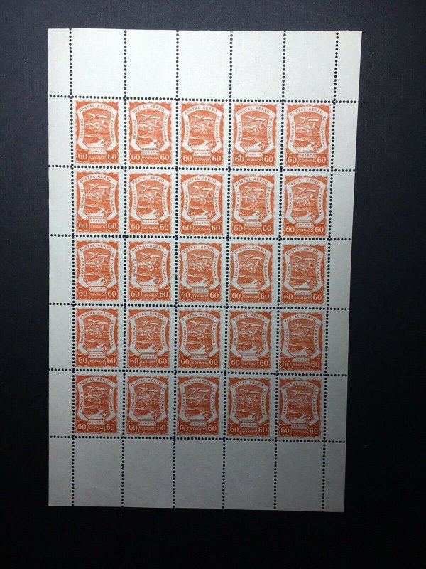 Colombia SCADTA 1921 60c Vermilion Complete Sheet x 25 MNH. Scott C31