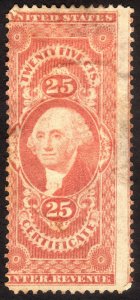 1862, US 25c, Certificate, Used, Sc R44c