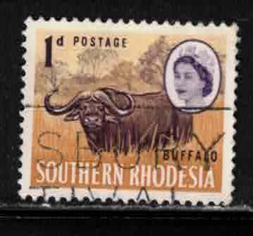 SOUTHERN RHODESIA Scott # 96 Used - QEII & Cape Buffalo
