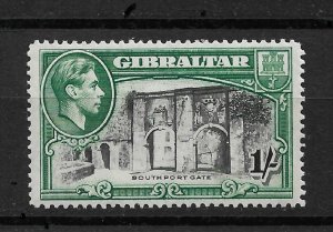 Gibraltar 1942,KG-VI, 1sh, Perf.14 Scott # 114a,VF MLH*OG (BL-II)