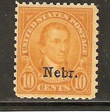 #679 Nebraska Single Mint lightly hinged