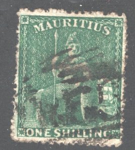 MAURITIUS #23   Used, VF, Britannia, 1sh deep green, CV $350.00  ....  3830013